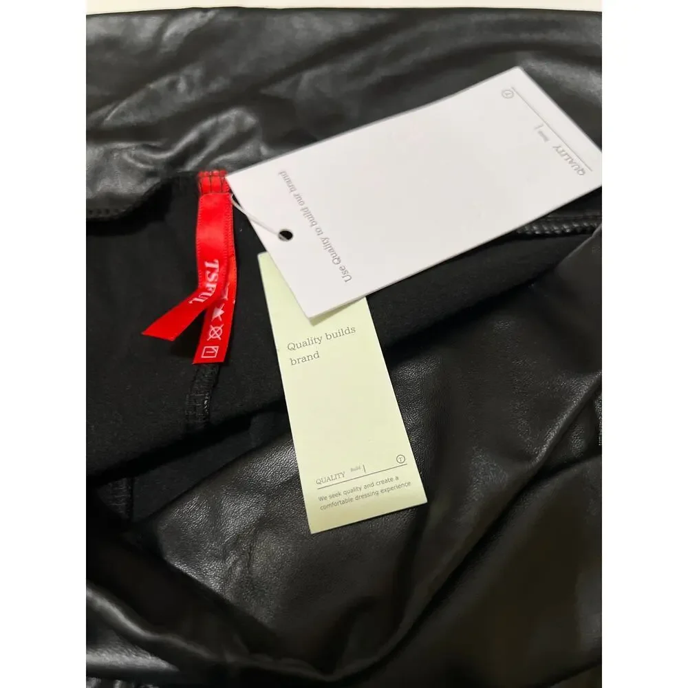 Women’s Plus Black High-Waisted Pull-On Faux Leather Pants NWT Size 4XL